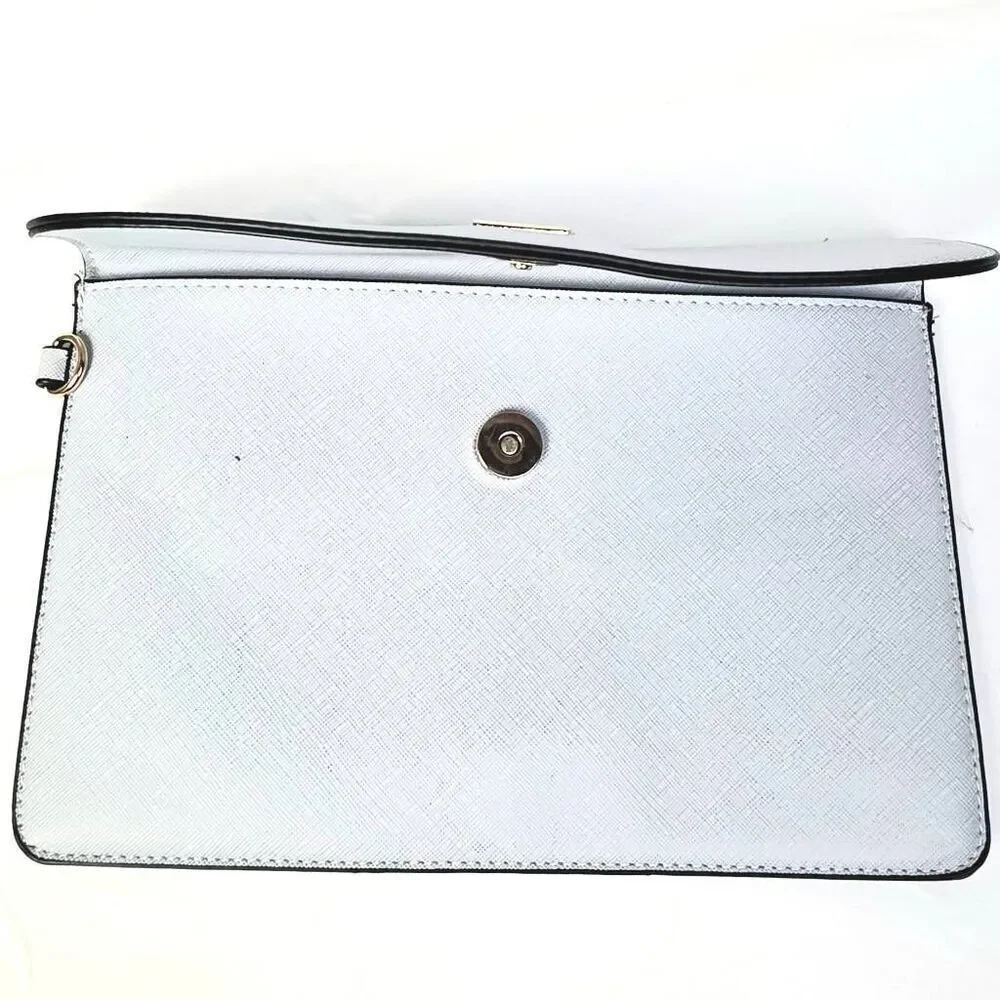 Francesca’s White Faux Leather Clutch Purse 10x7